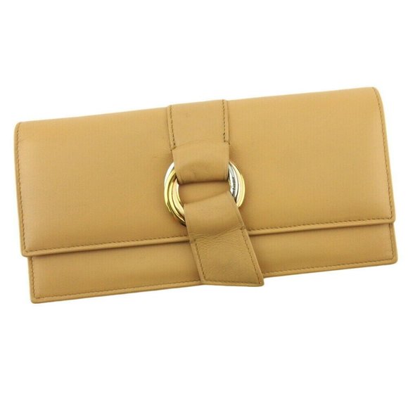 Cartier Handbags - Cartier wallet Trinity beige leather Auth T18718